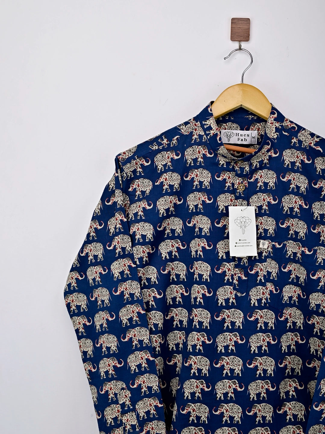navy blue elephant short kurta