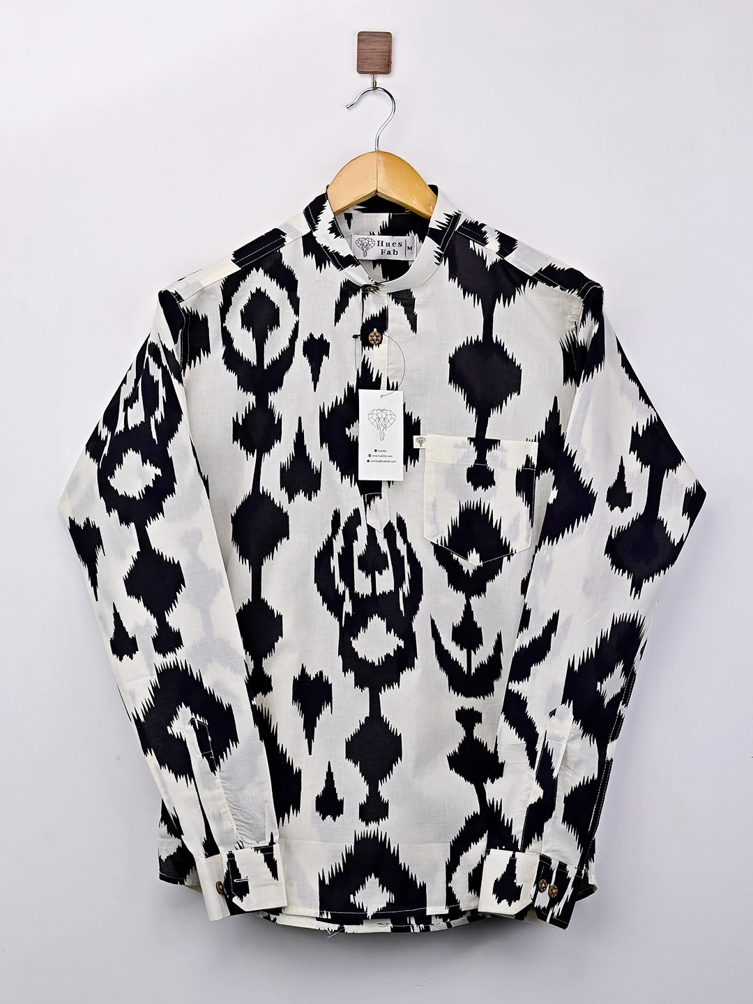 white black ikat short kurta