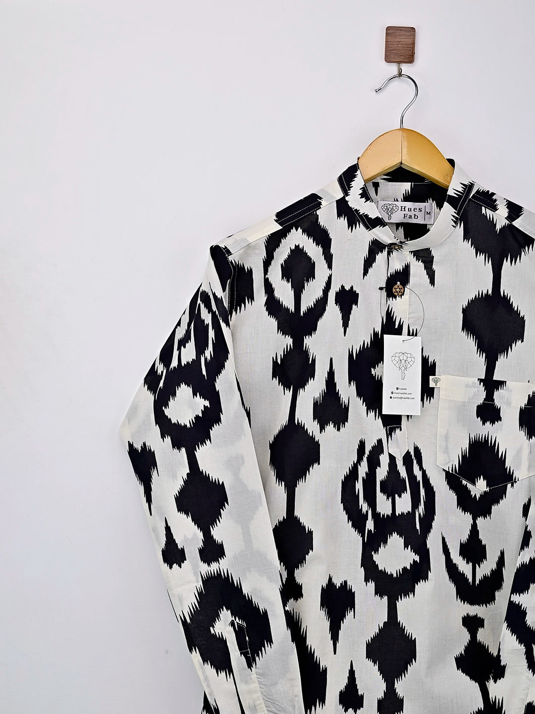 white black ikat short kurta