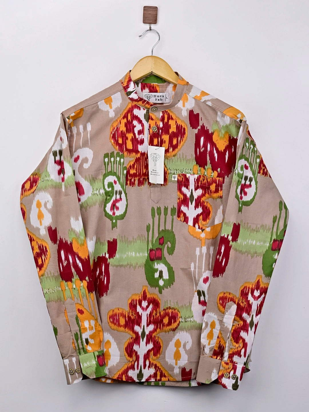 Brown Self Patterned Printed Short Kurta