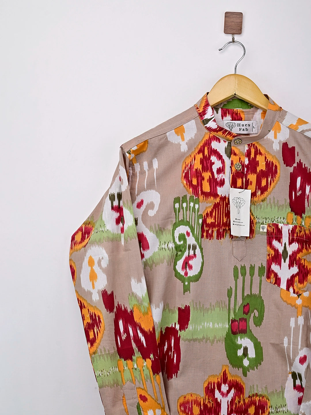 Brown Self Patterned Printed Short Kurta