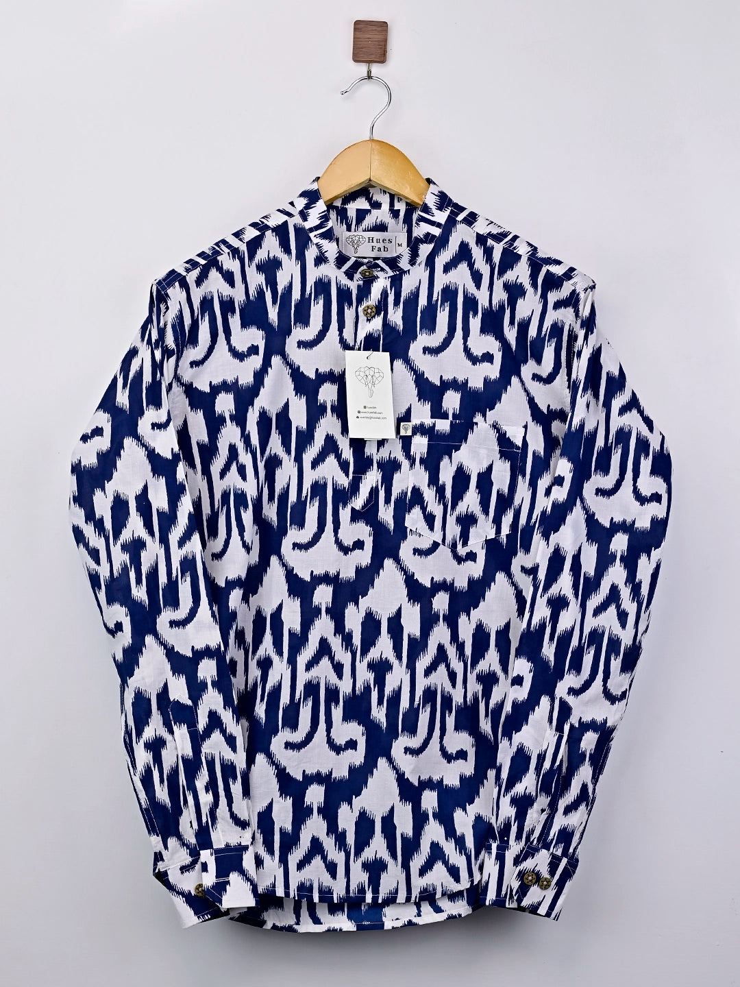 Navy Blue Abstract Printed Short Kurta