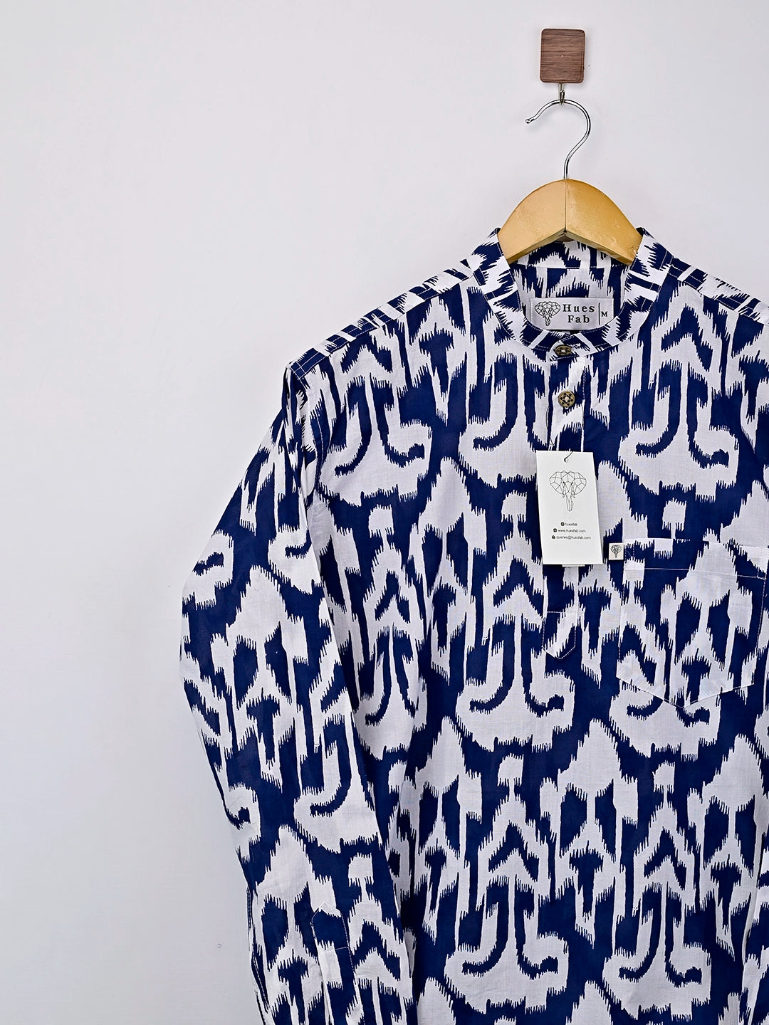 Navy Blue Abstract Printed Short Kurta