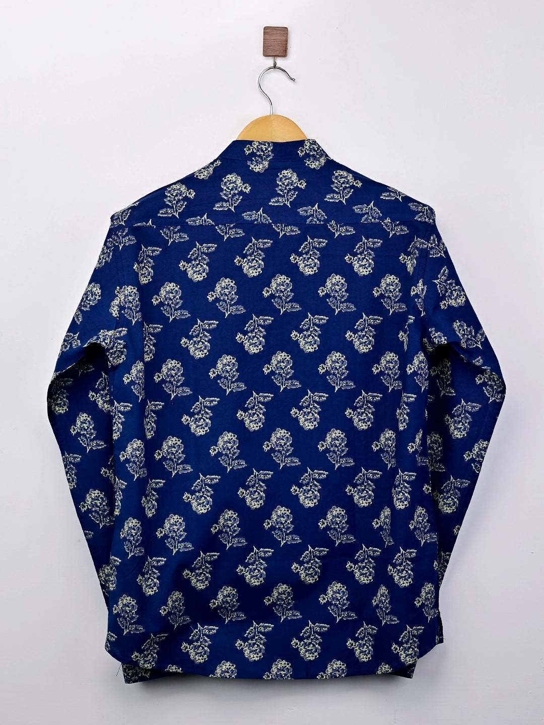 Navy Blue – Cream Flowers Printed Short Kurta