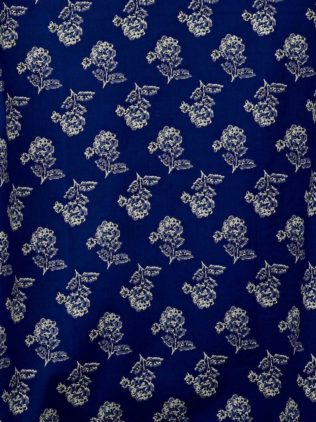 Navy Blue – Cream Flowers Printed Short Kurta