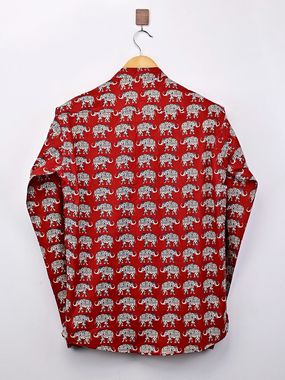 red elephant printed short kurta