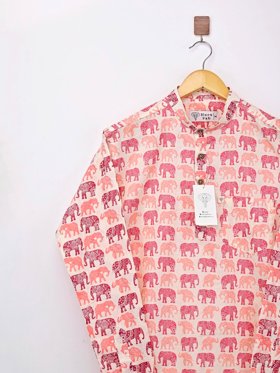 pink multicolour elephant printed short kurta