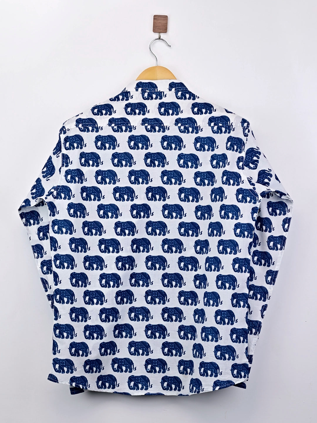 white blue elephant printed short kurta