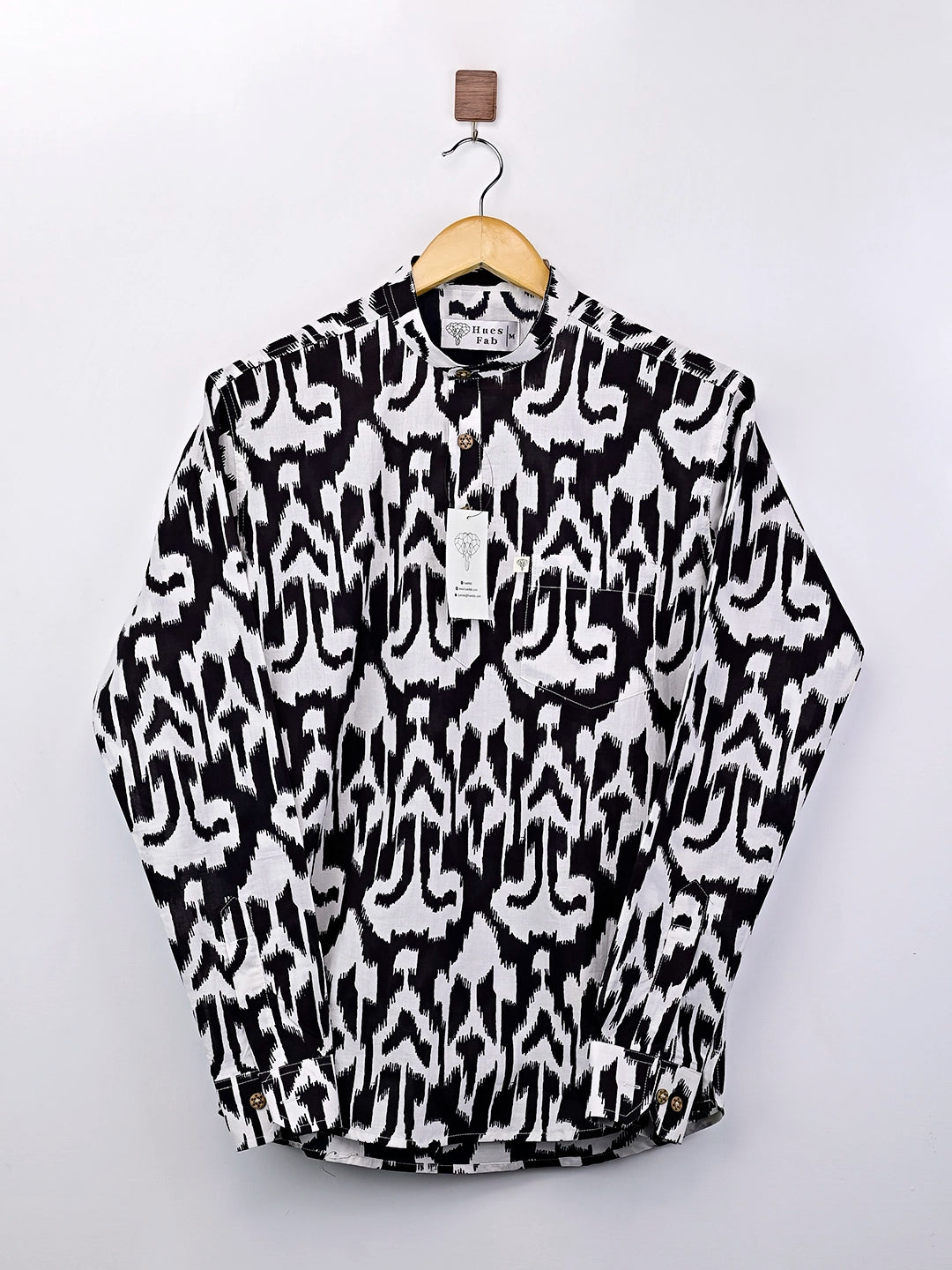 Black Abstract Printed Short Kurta