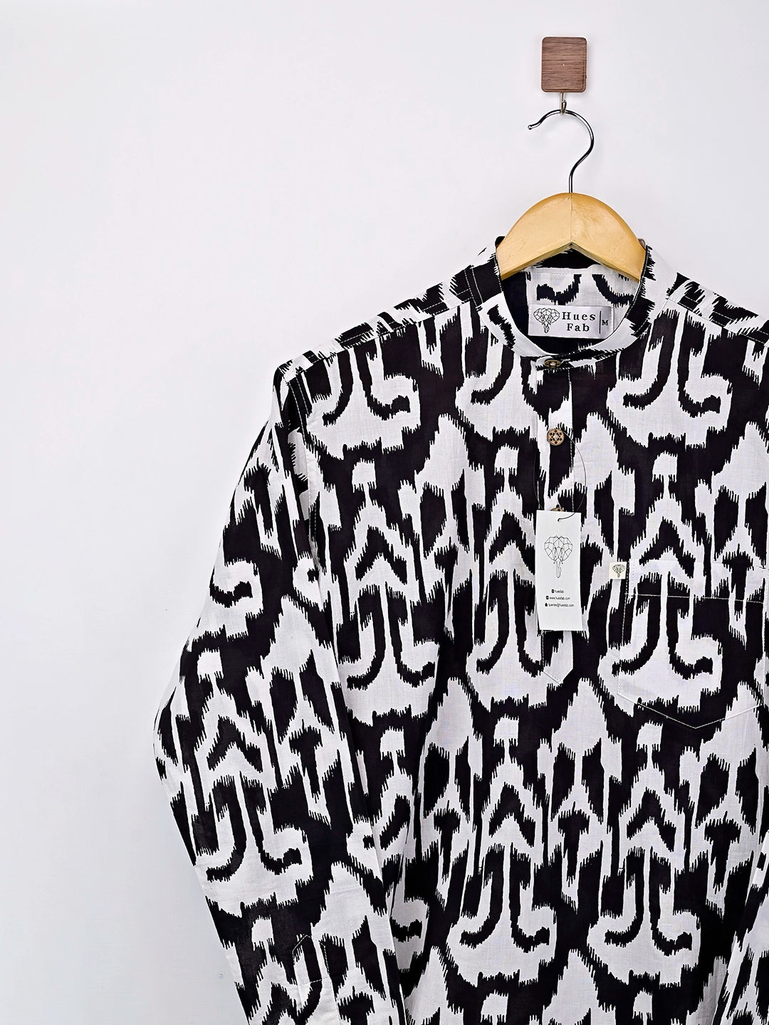 Black Abstract Printed Short Kurta