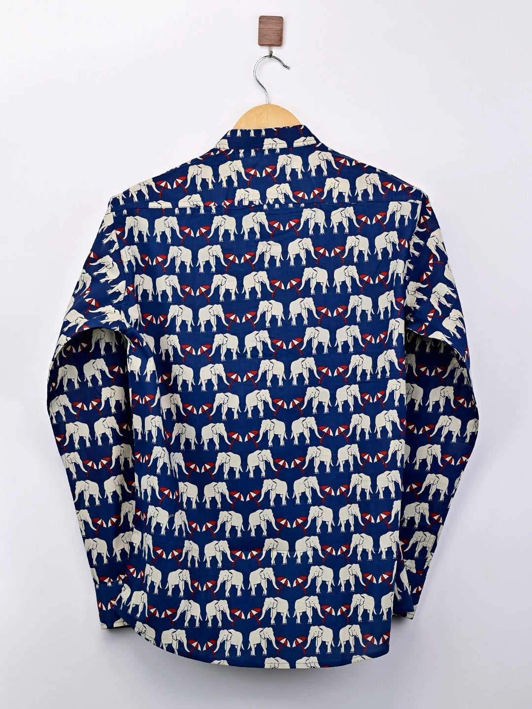 Navy Blue Elephant Umbrella Printed Short Kurta