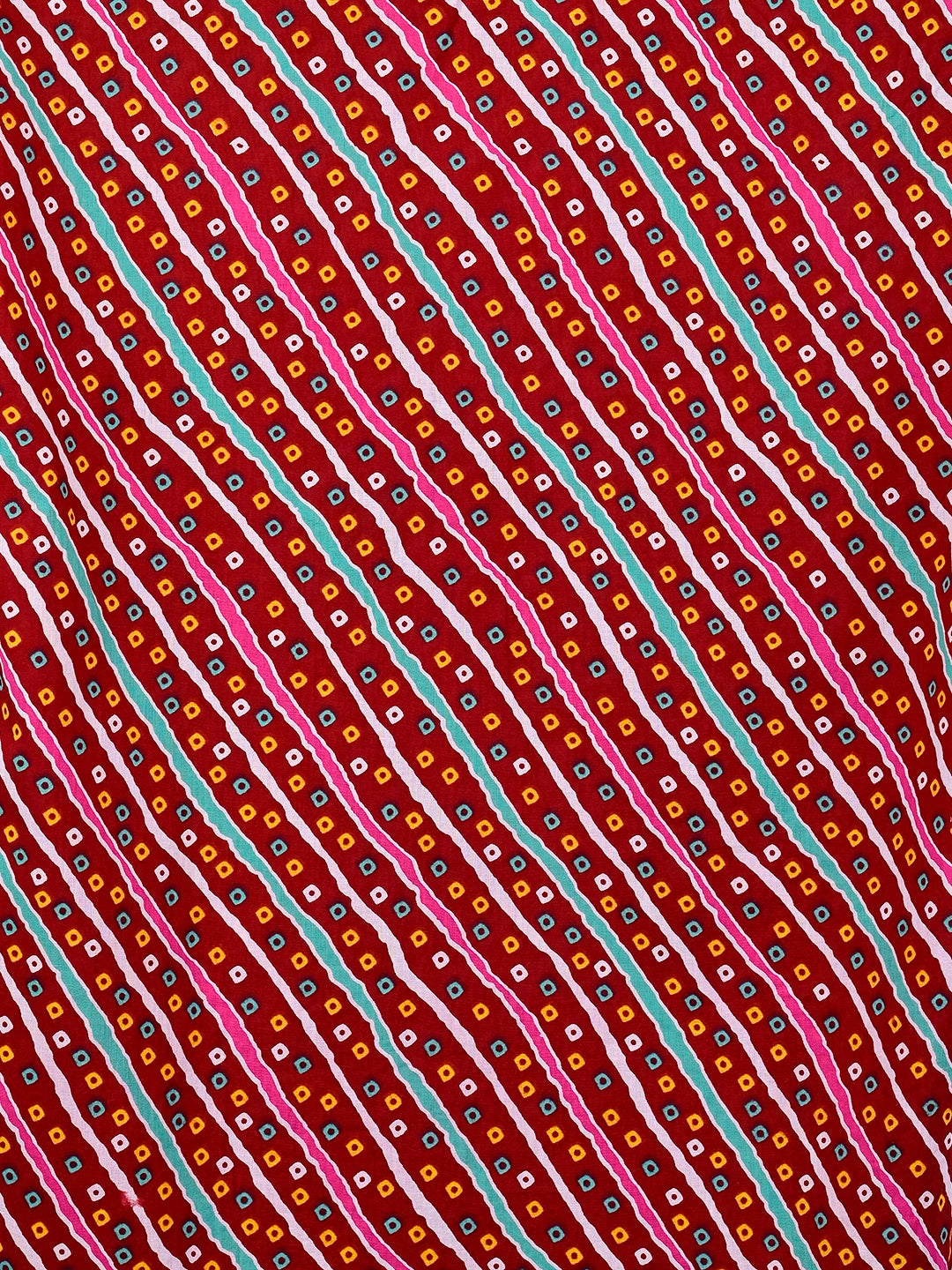 red lehriya printed short kurta