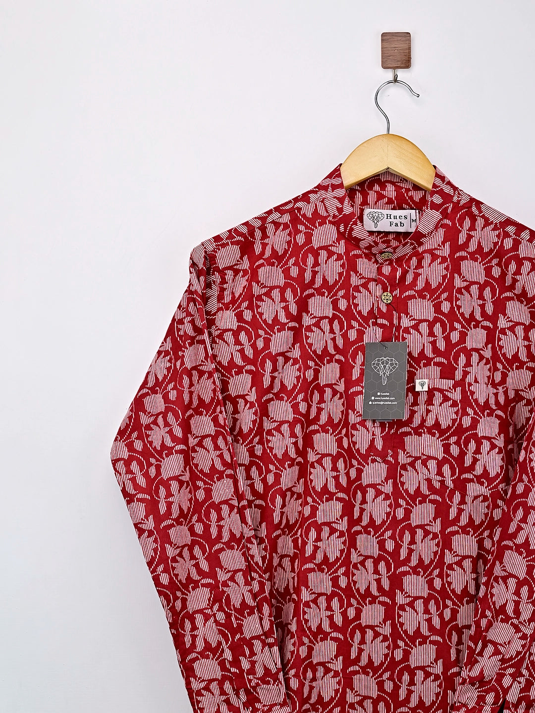 maroon white floral printed short kurta