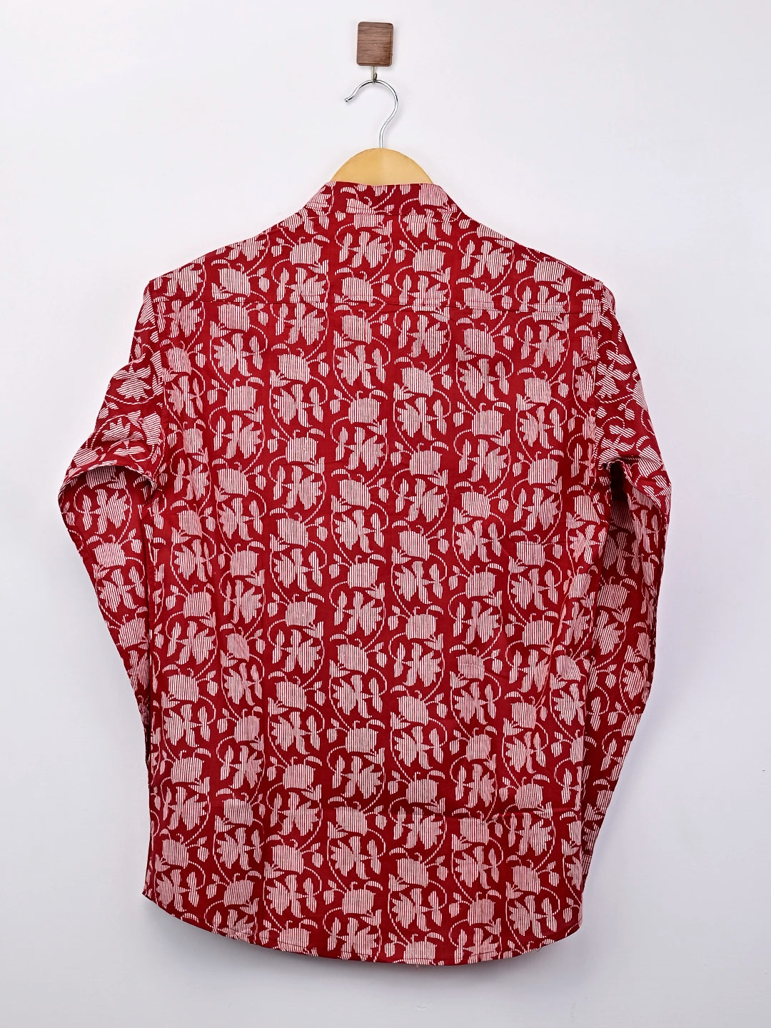 maroon white floral printed short kurta
