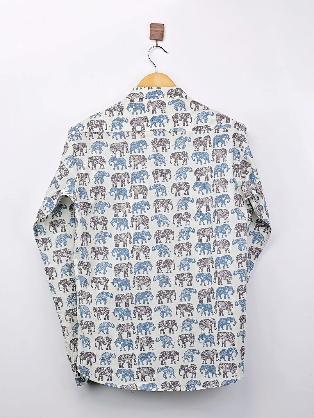 blue multicolour elephant printed short kurta