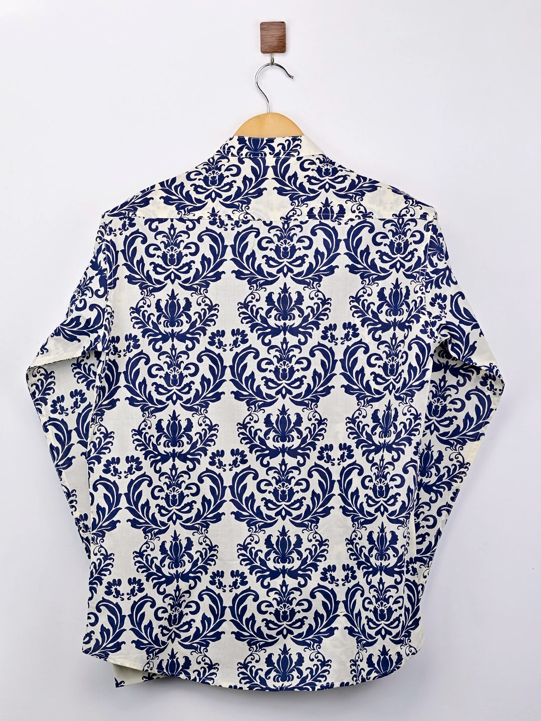 Off White – Blue Block Printed Short Kurta