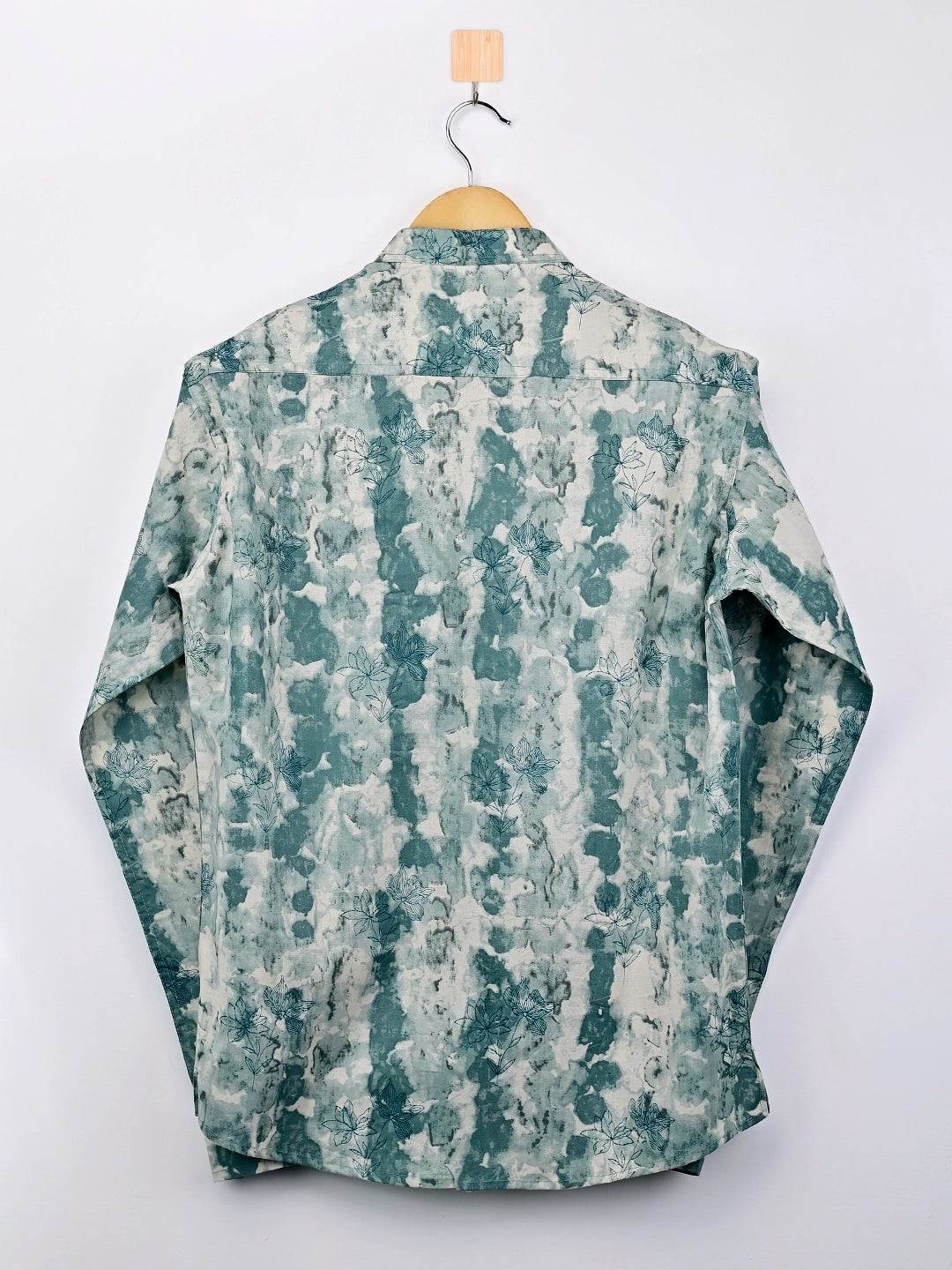 cyan flower printed short kurta