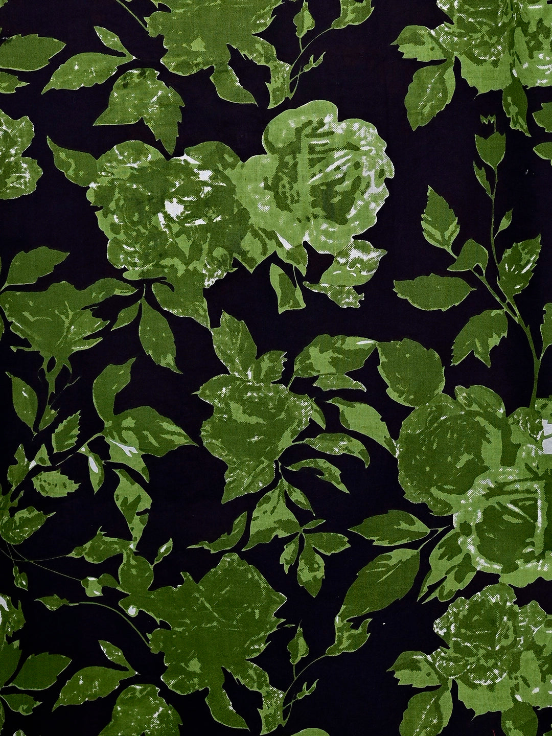 black - green floral short kurta