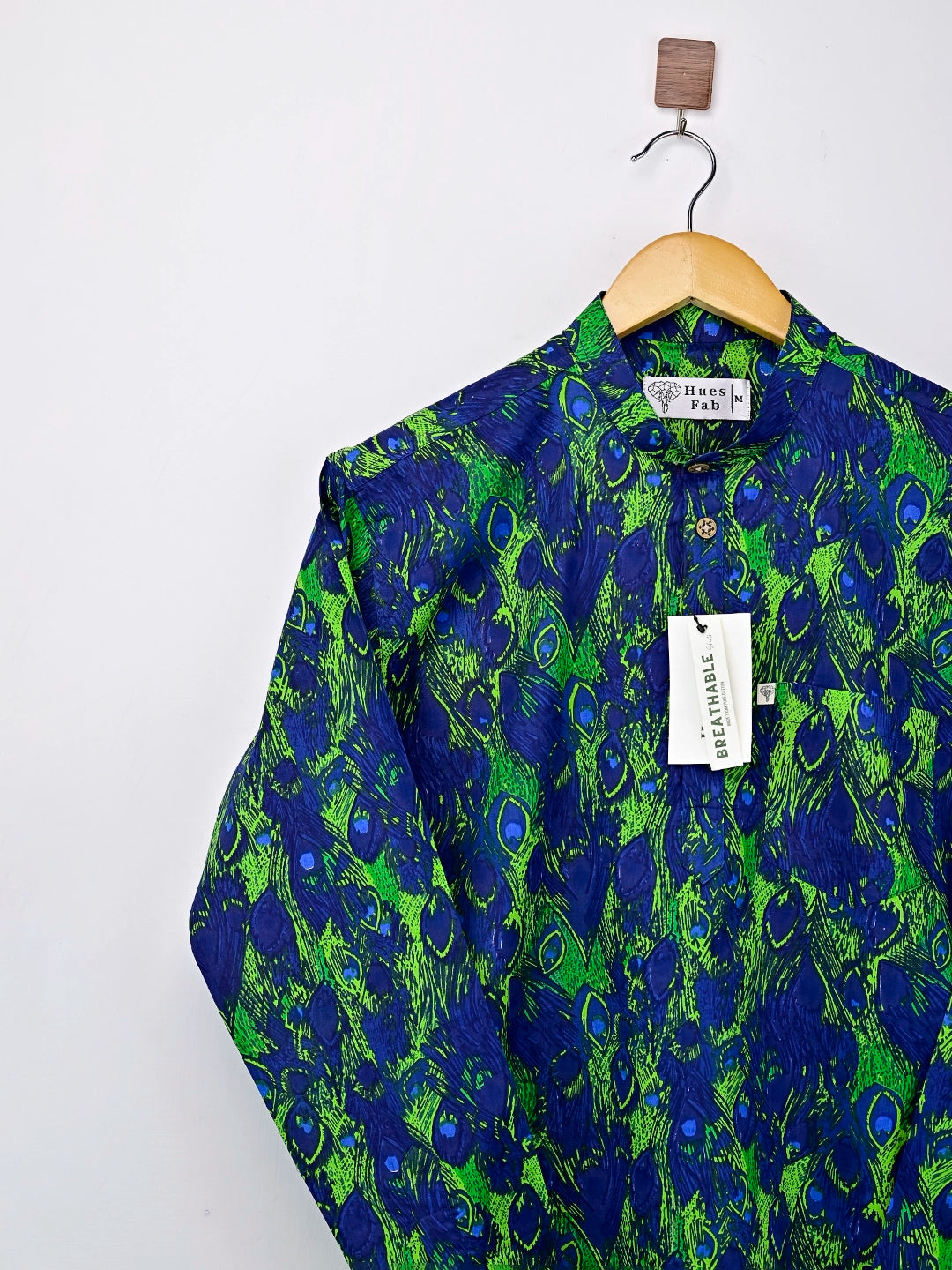 blue - green peacock short kurta