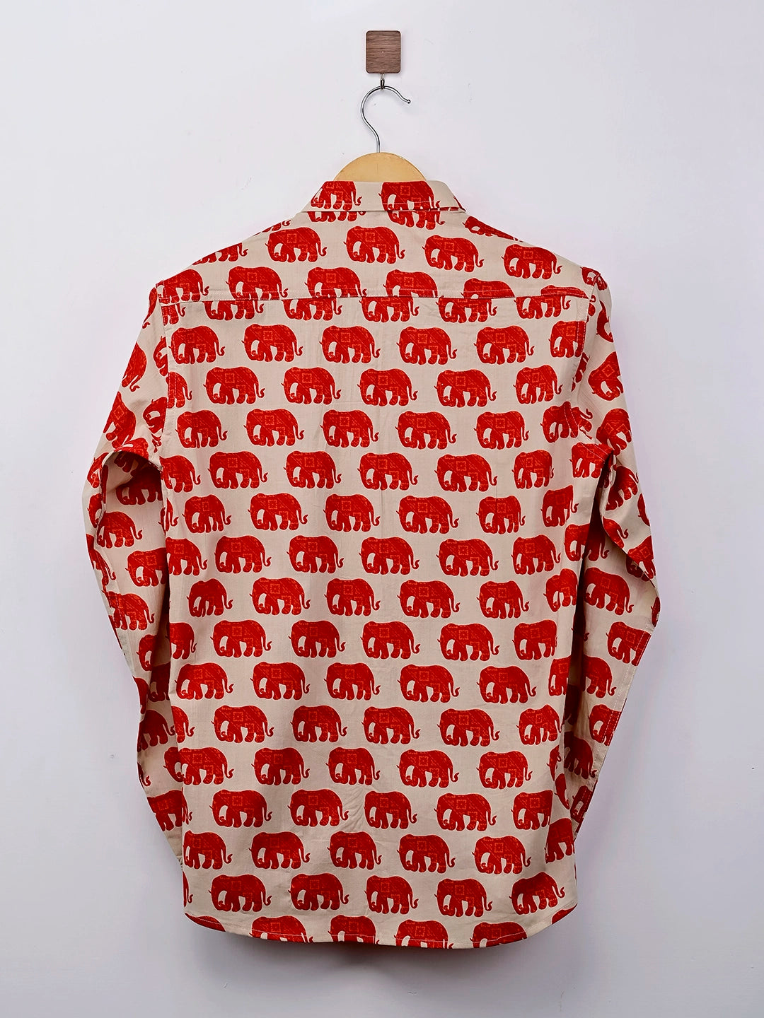 cream red elephant full-sleeves shirt