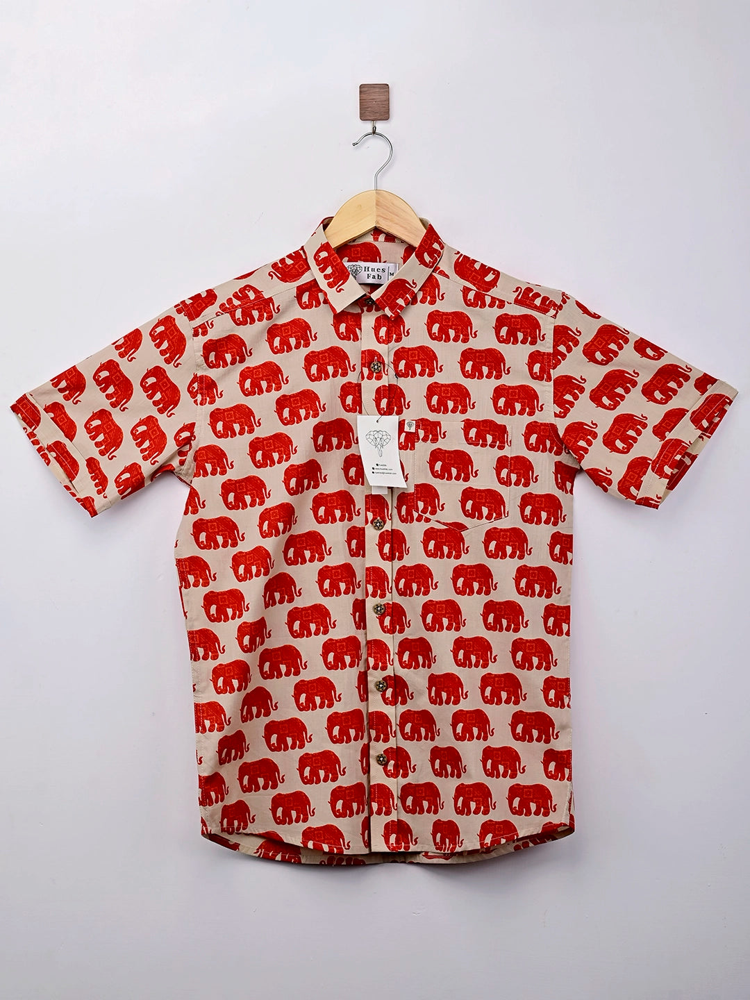 Cream – Red Elephant half-sleeves Shirt