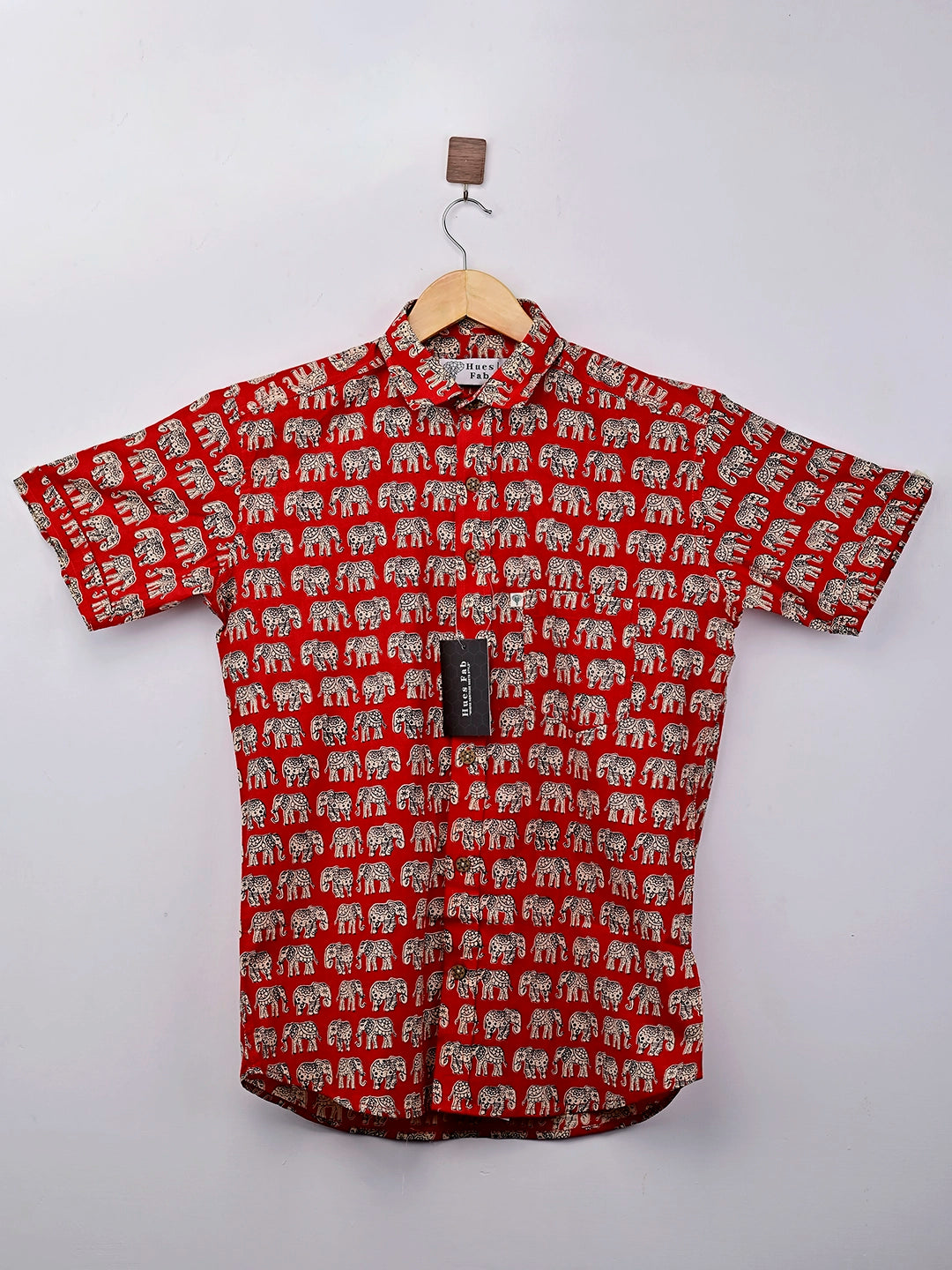 red white elephant half sleeves shirt