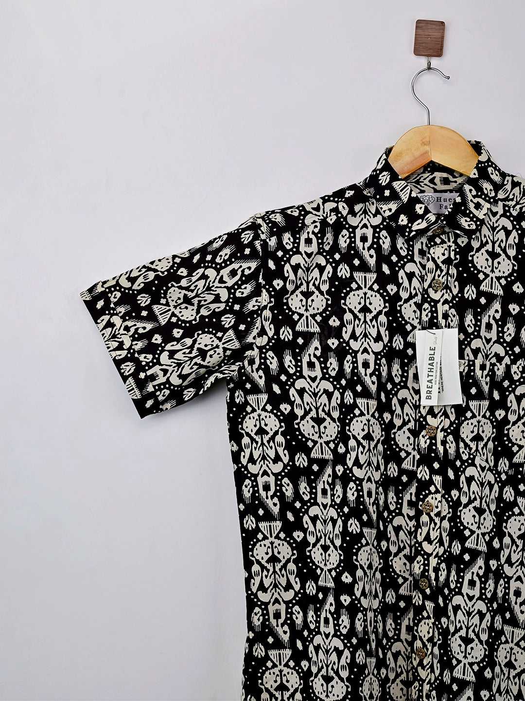 Black Cream Block Printed Half Sleeves Shirt