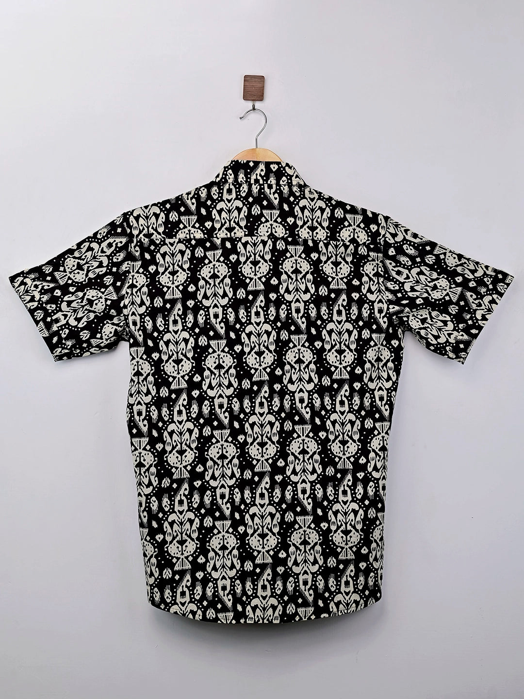 Black Cream Block Printed Half Sleeves Shirt