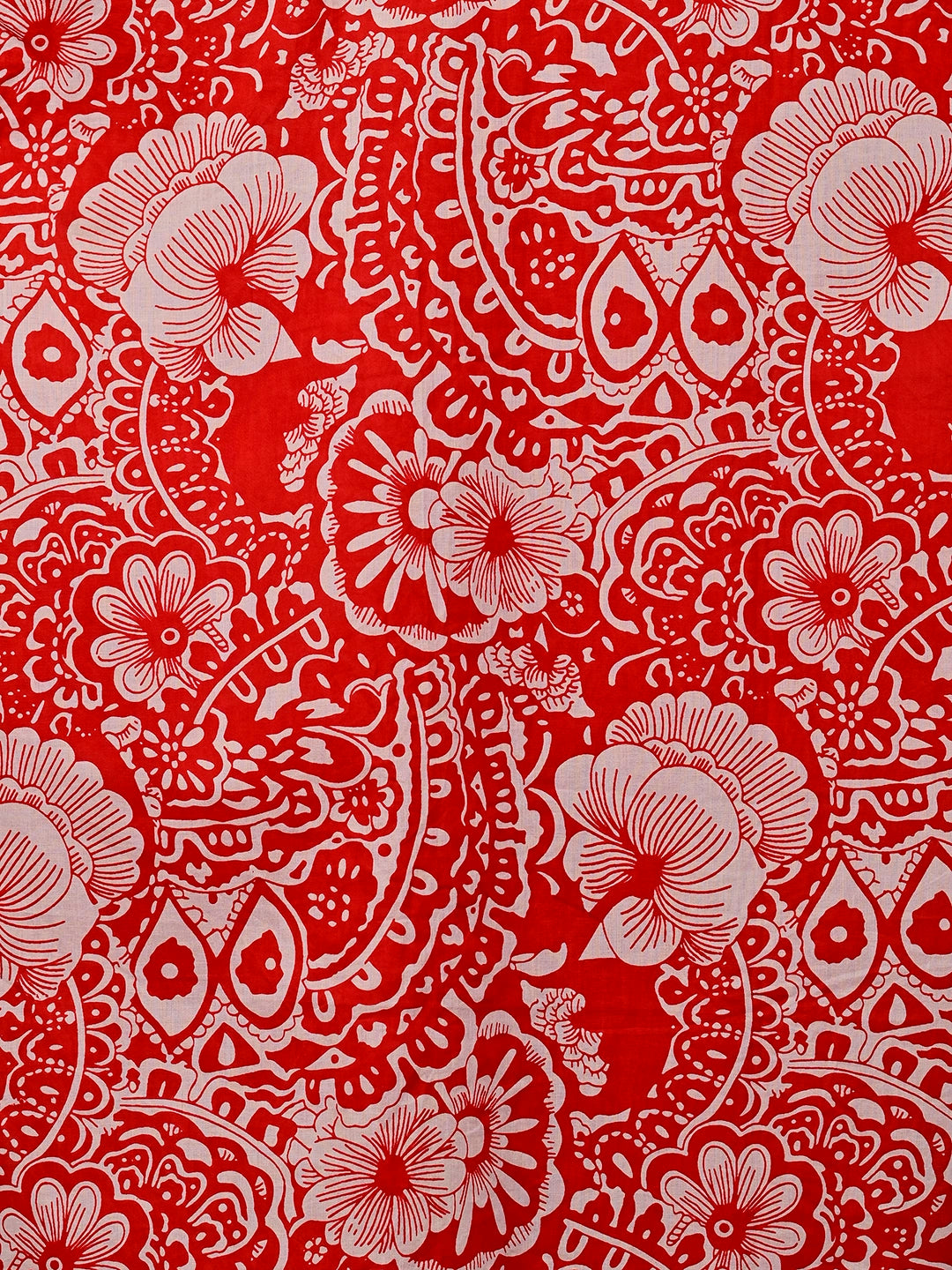 Red White Floral Printed Half Sleeves Shirt