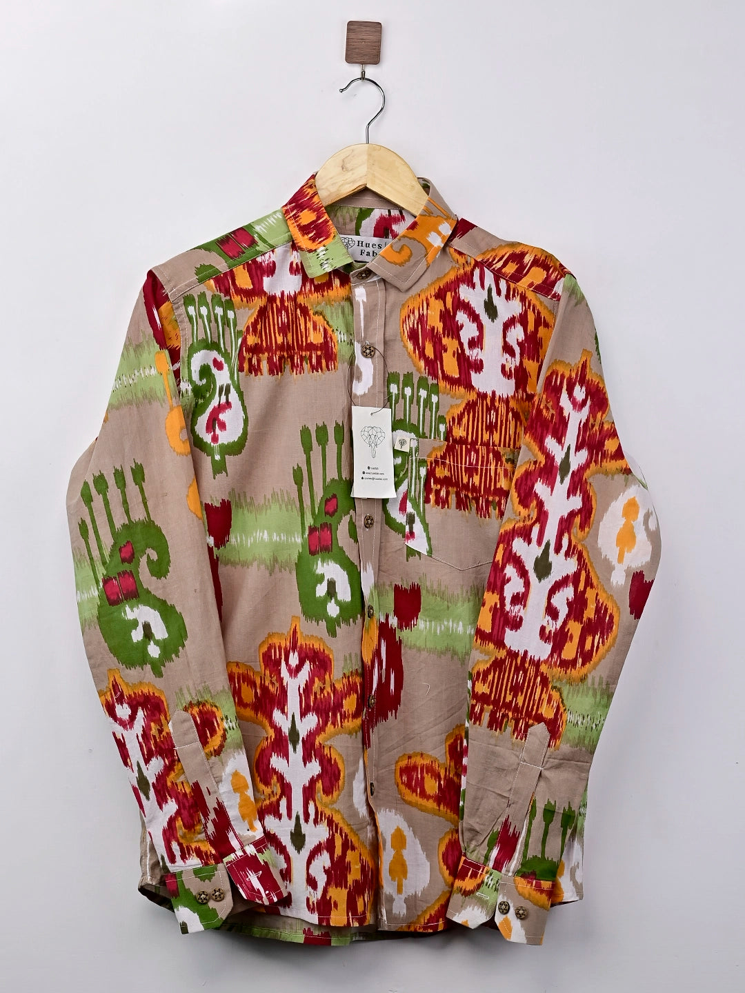 Brown Self Patterned Printed Full-Sleeves Shirt