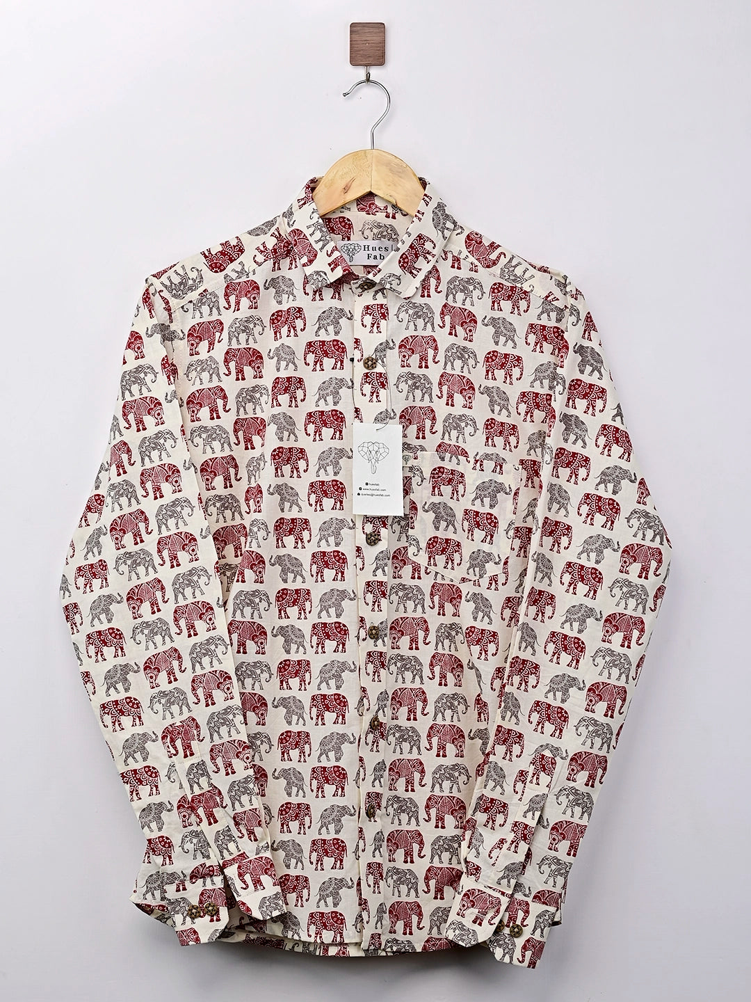 Maroon Multicolor elephant Full Sleeves Shirt