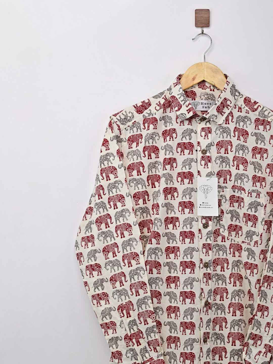 Maroon Multicolor elephant Full Sleeves Shirt