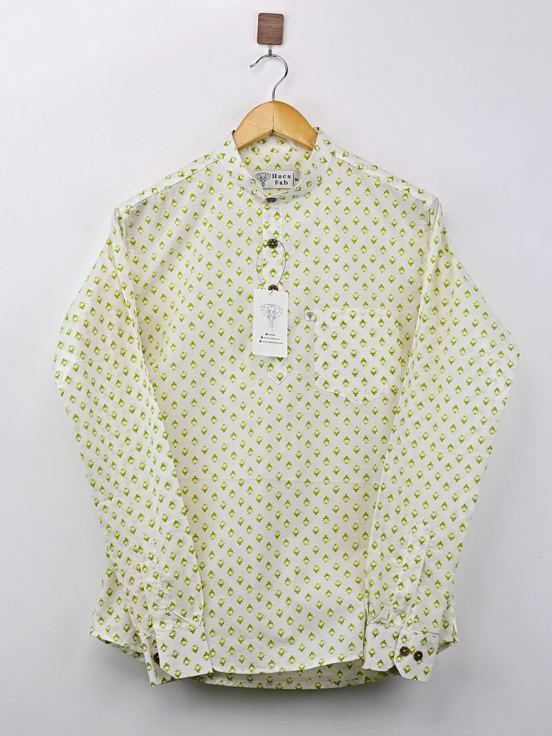white yellow motif short kurta