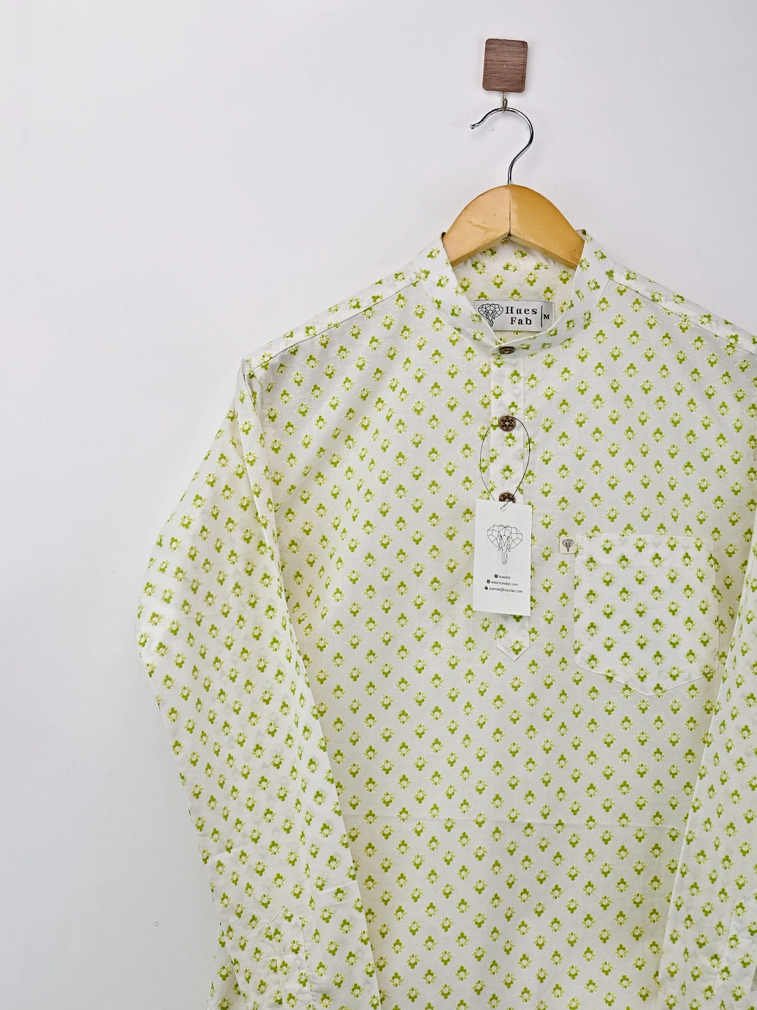 white yellow motif short kurta