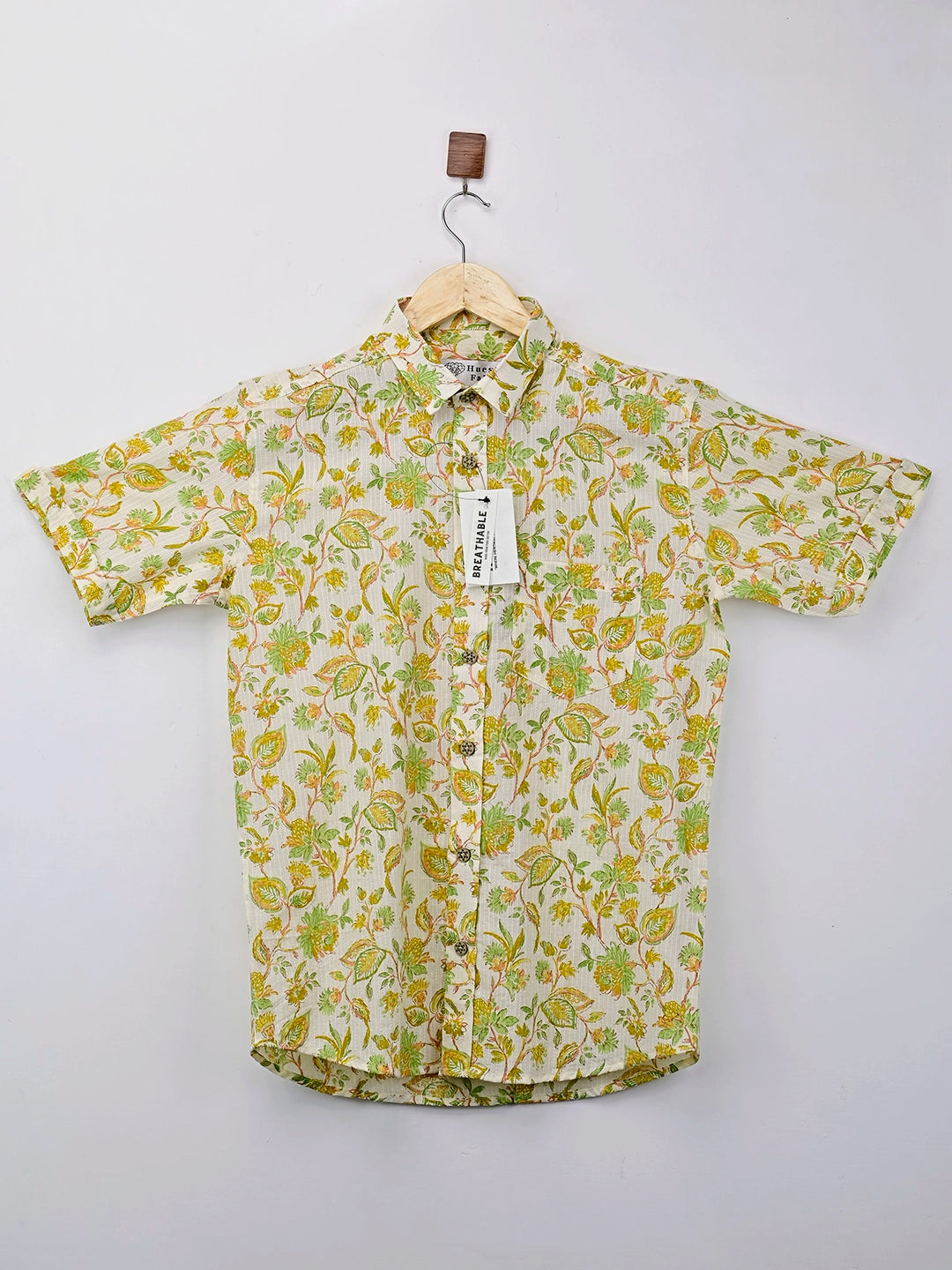 yellow floral half sleeves shirt