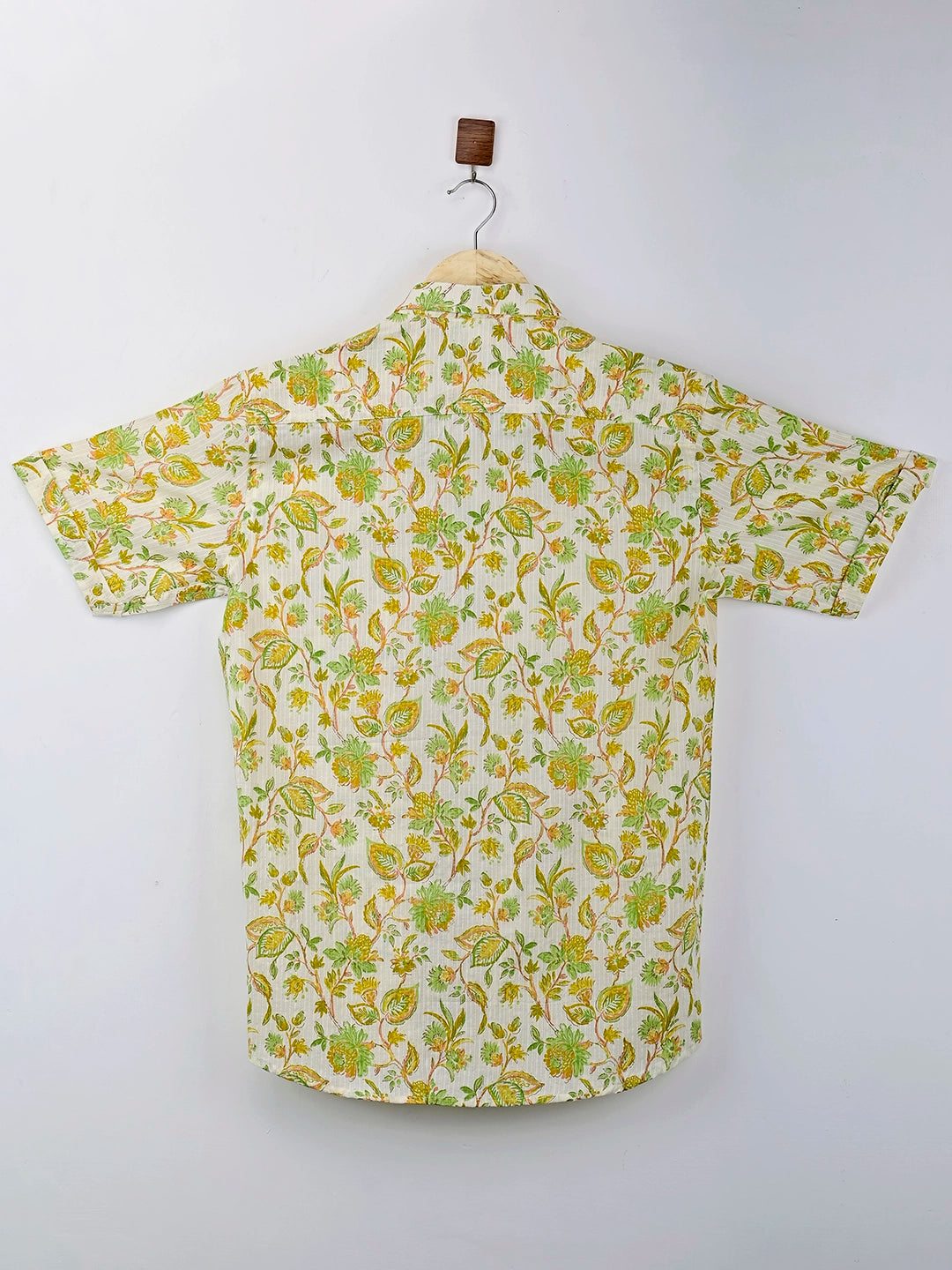 yellow floral half sleeves shirt