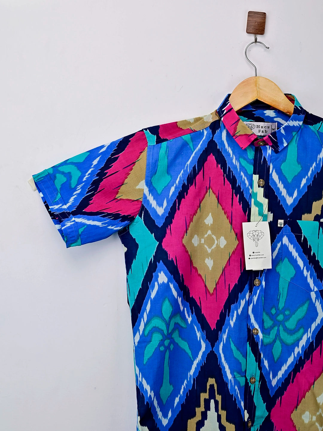 Blue Tree Block Printed Half Sleeves Shirt