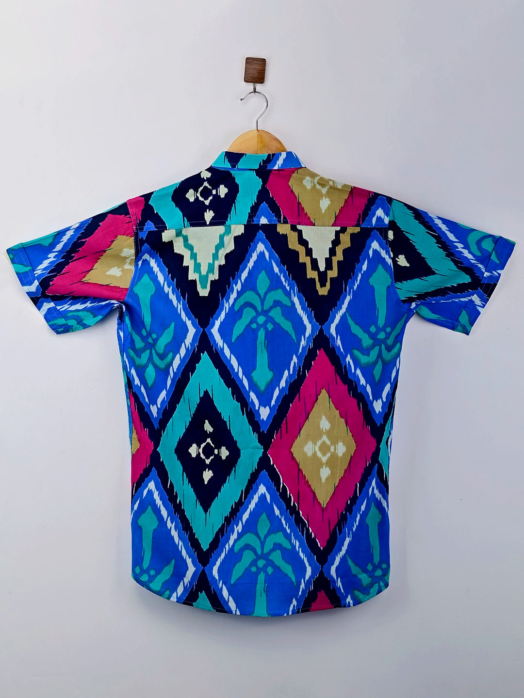 Blue Tree Block Printed Half Sleeves Shirt