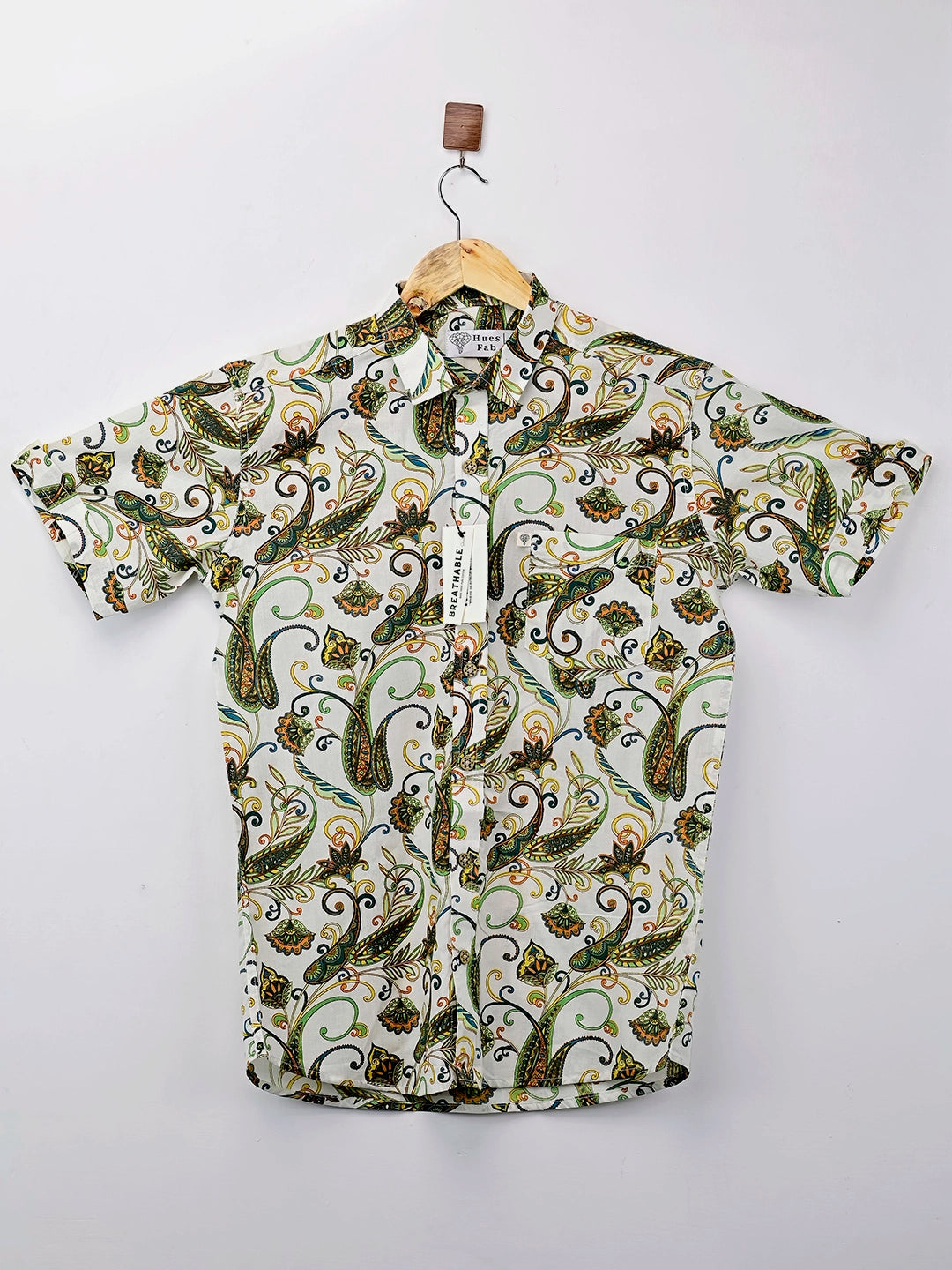 white self pattern half sleeve shirt