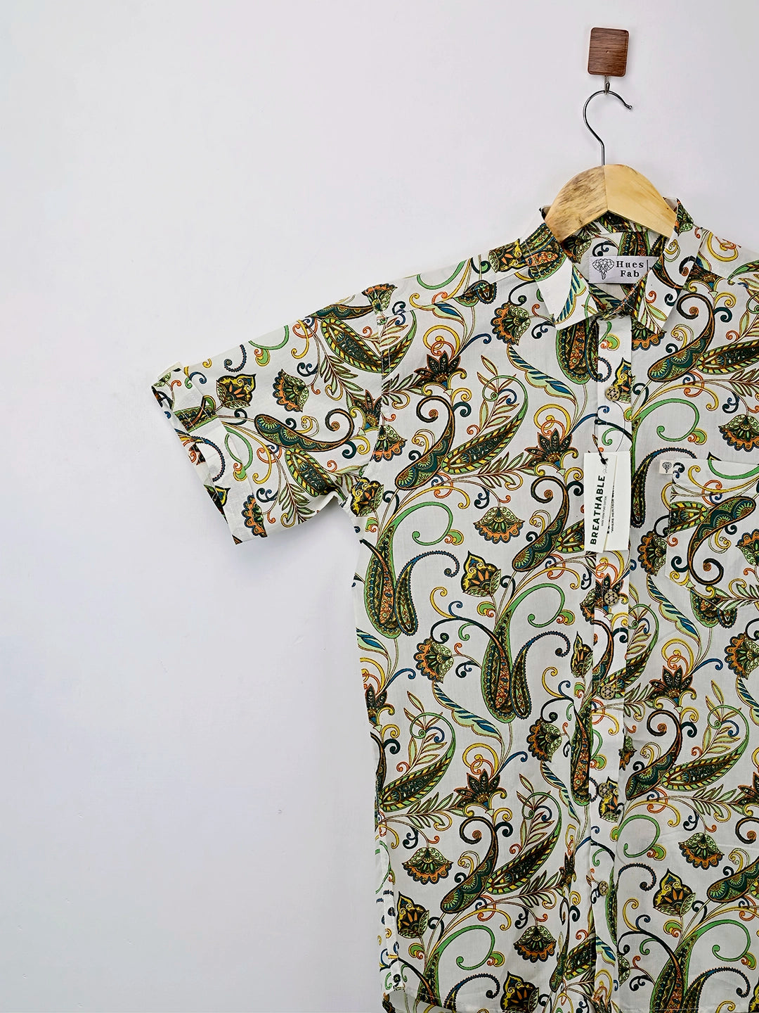 white self pattern half sleeve shirt