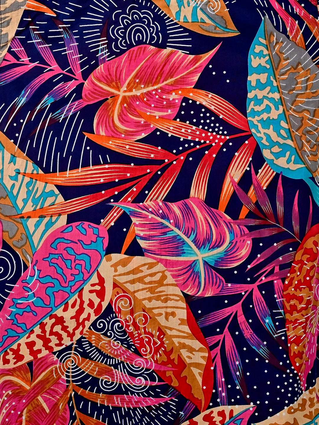 RED LEAF PRINTED HALF-SLEEVES SHIRT