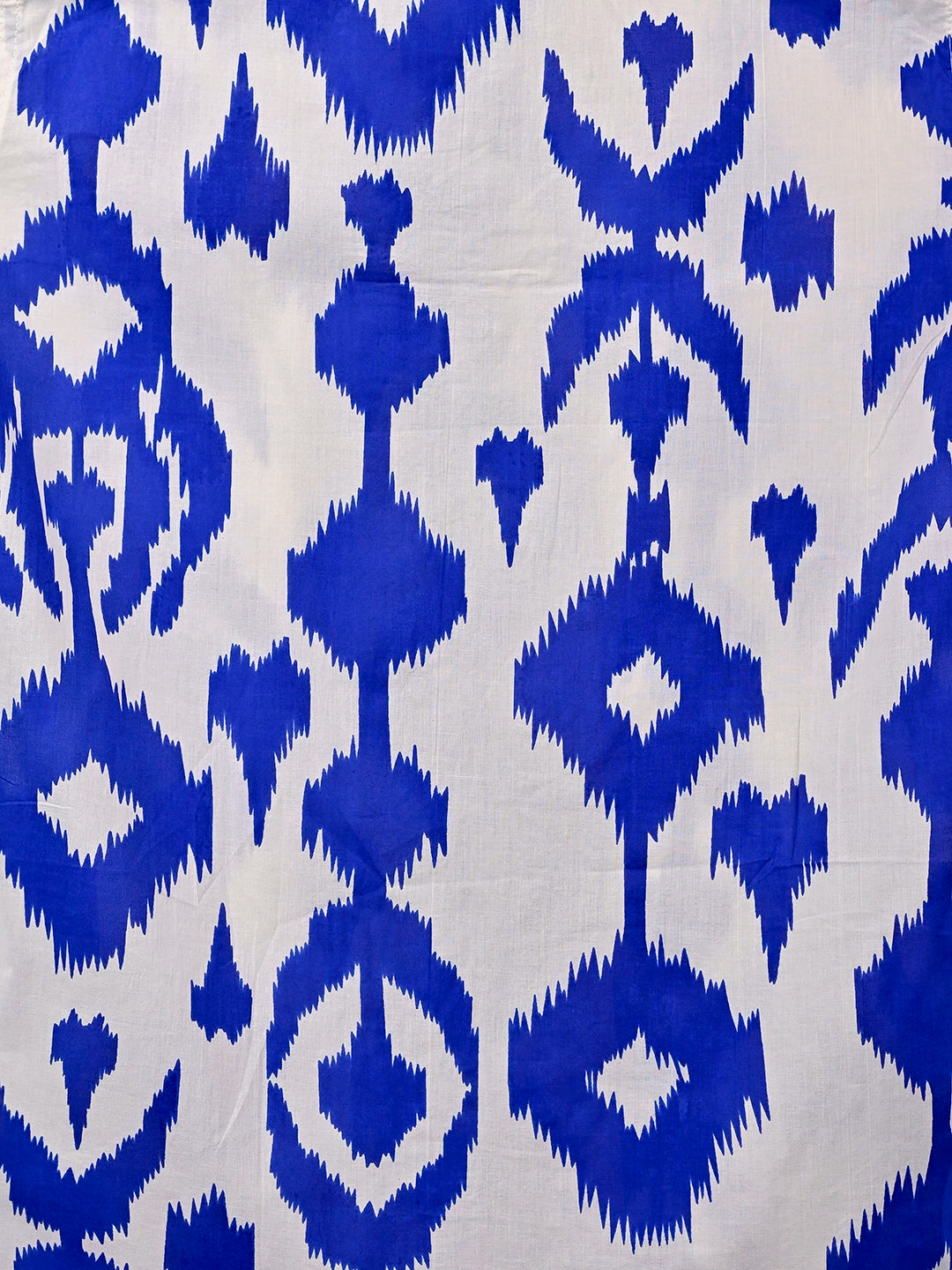 White Blue Ikat Half Sleeves Shirt