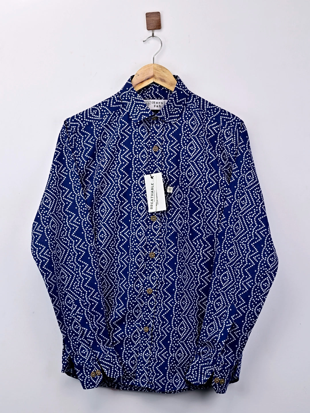 Navy Blue Bandej Printed Full Sleeves Shirt