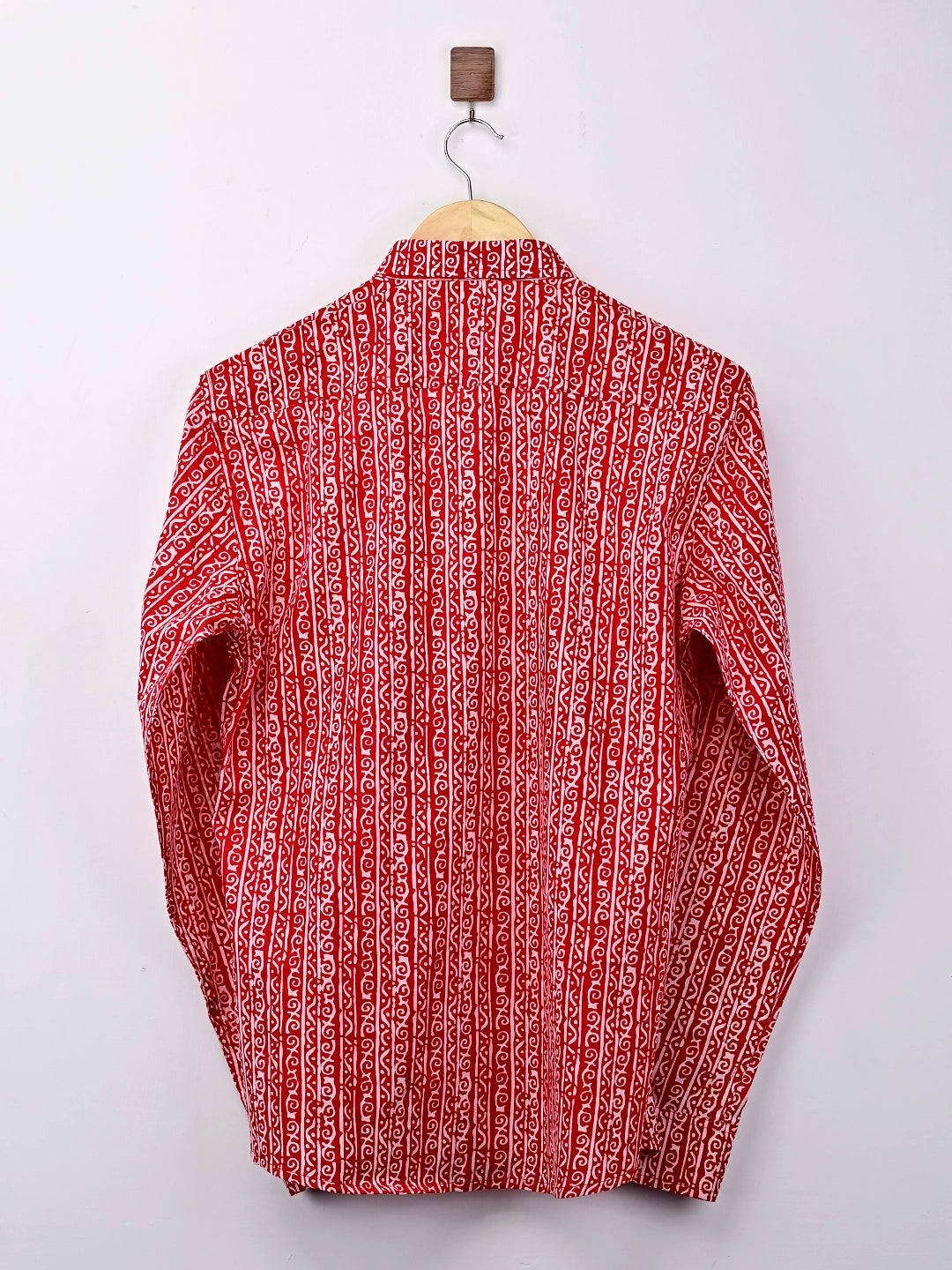 Red White Printed Full Sleeves Shirt