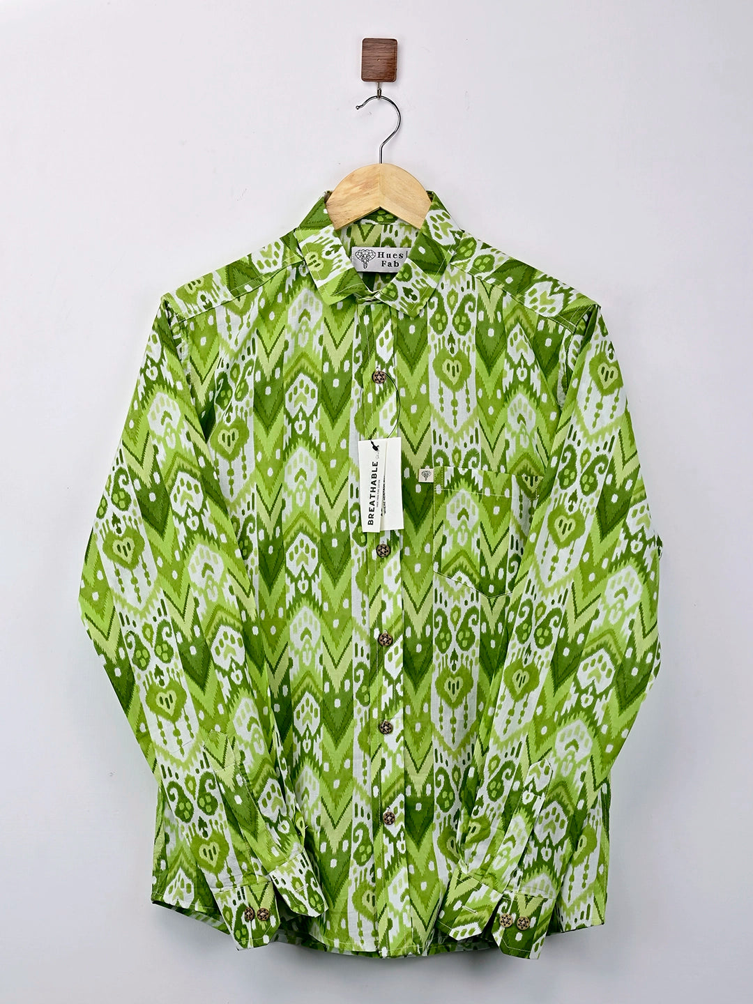 green ikat full sleeves shirt