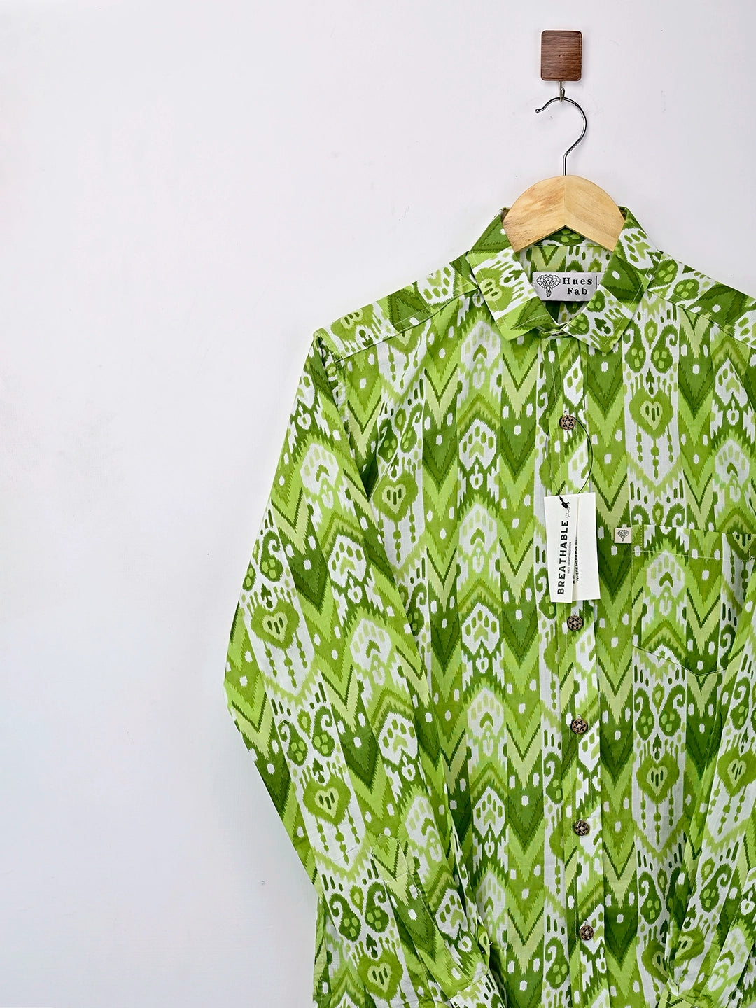 green ikat full sleeves shirt