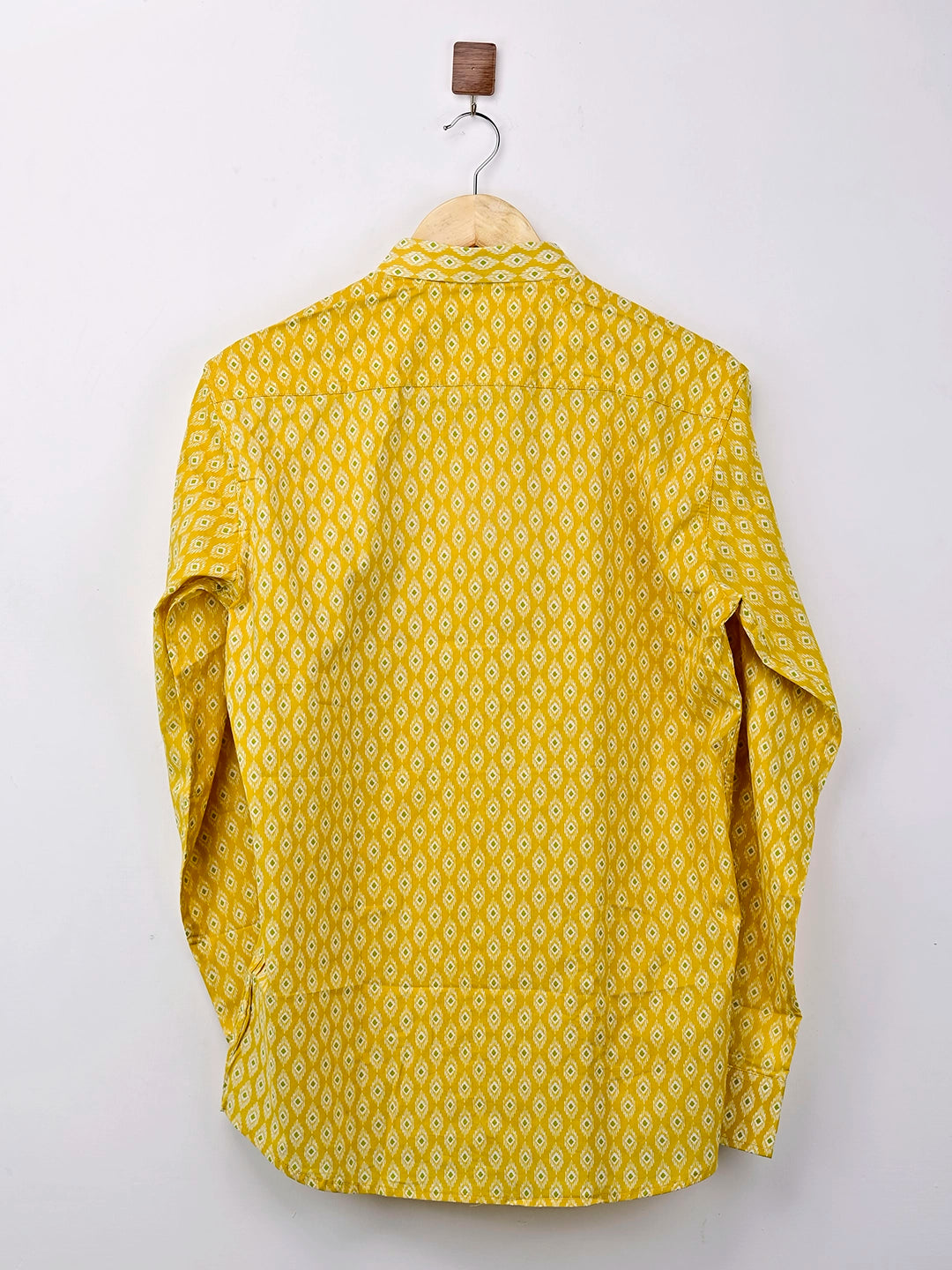 yellow motifs full sleeves shirt