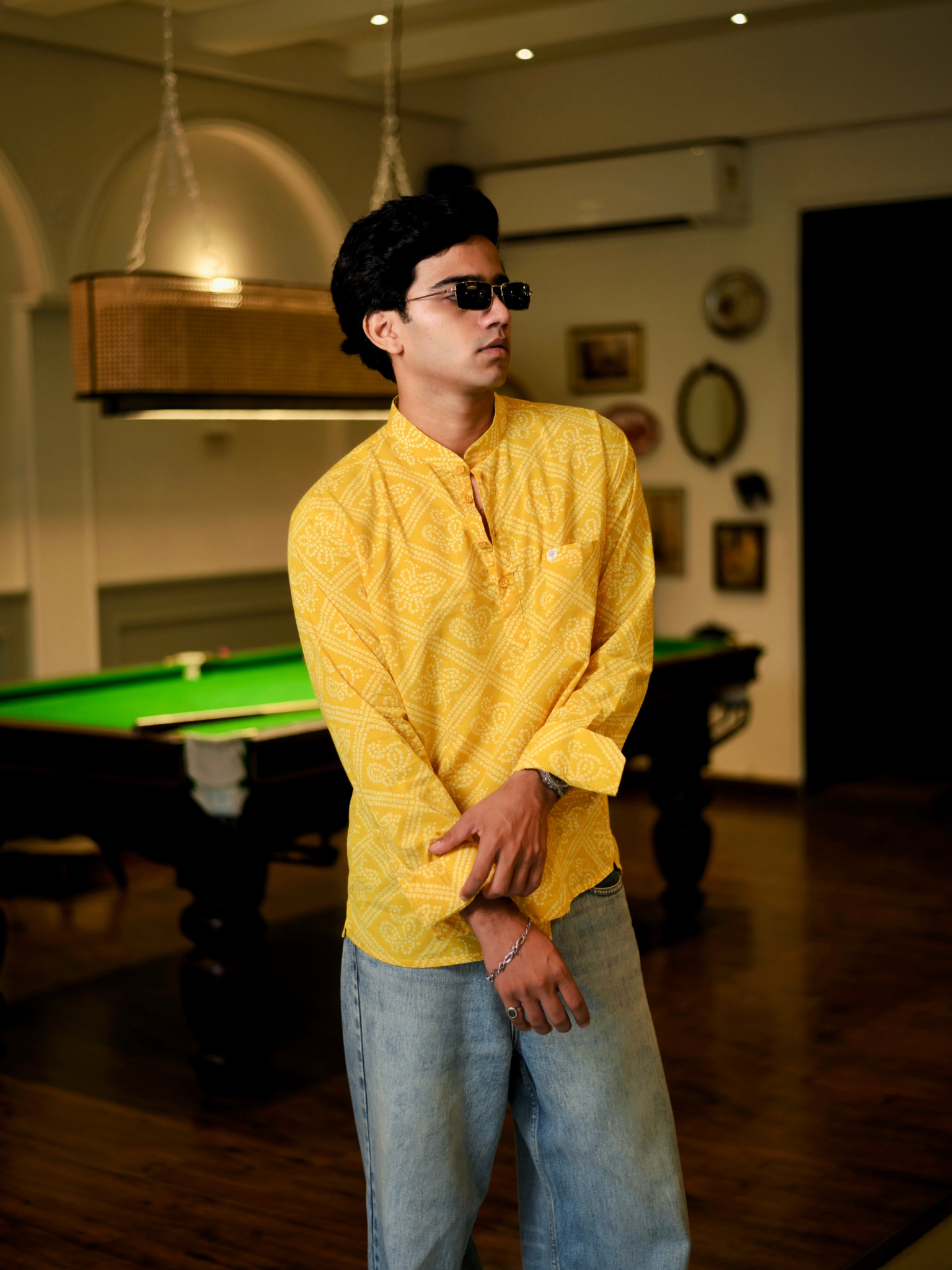 Yellow Bandej Printed short kurta