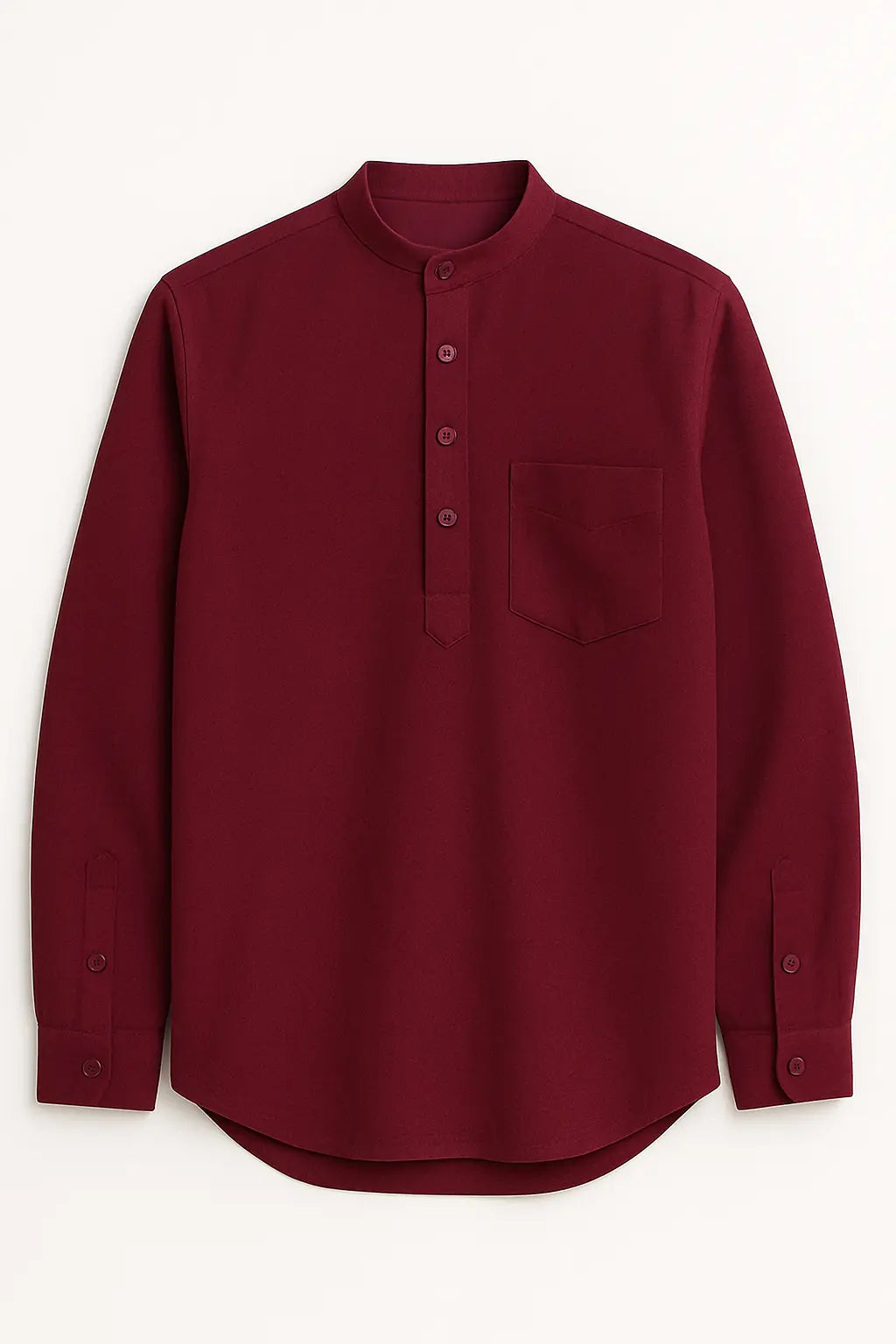 Maroon Linen Blend textured Short Kurta