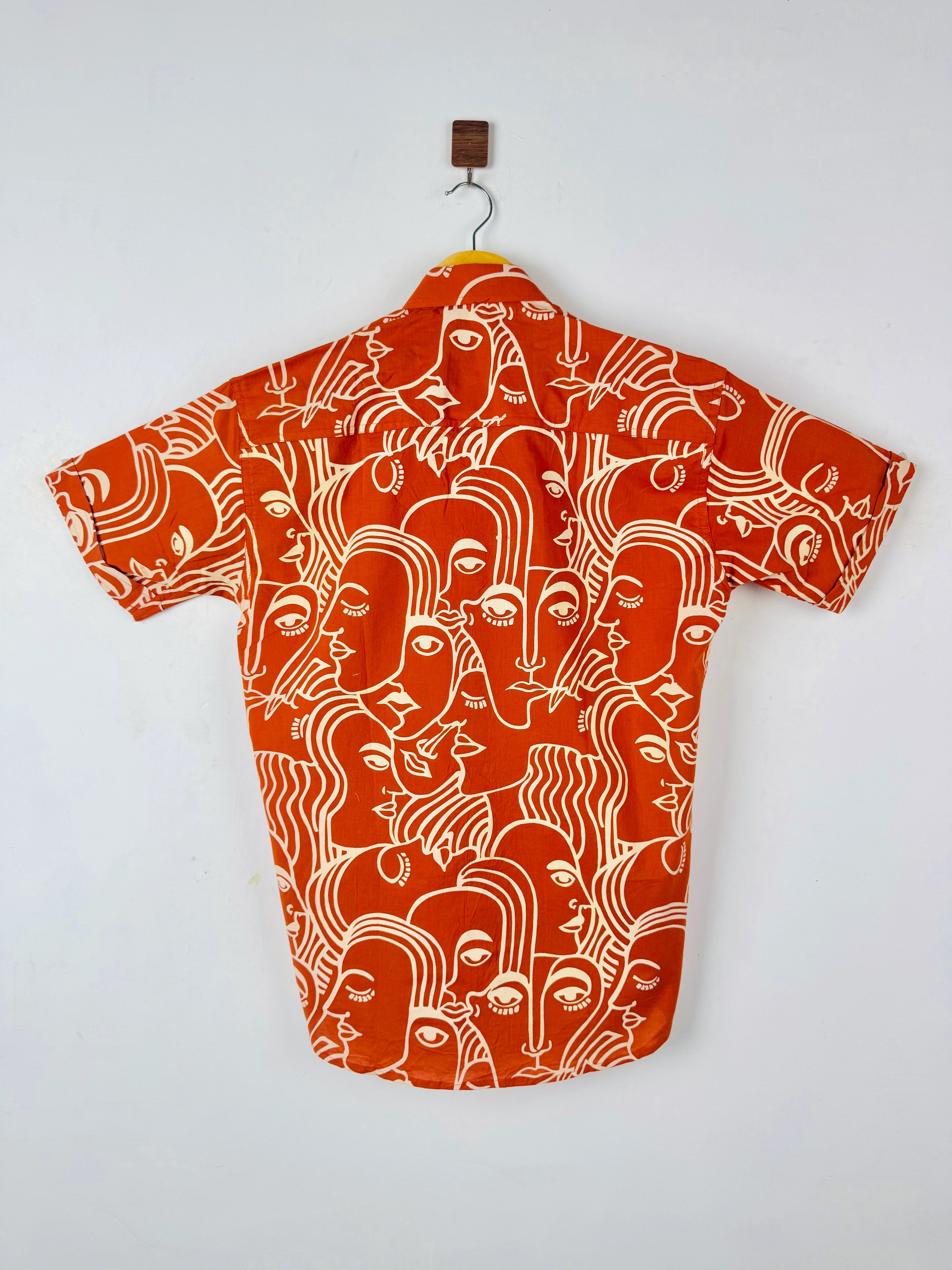 Orange Face Art Half Sleeves Shirt